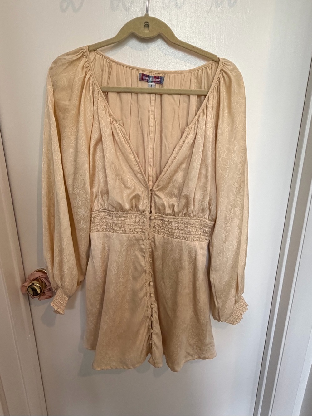 Cream Vintage-Inspired Button Front Mini Dress